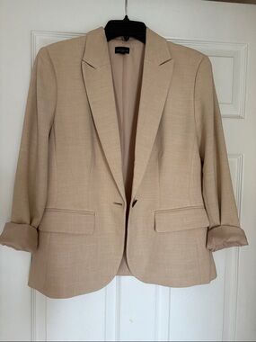 Anne Taylor Light Beige Women's Single-Button Blazer